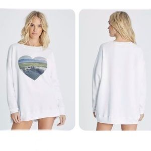 Wildfox Heart Roadtrip Sweatshirt In Clean White